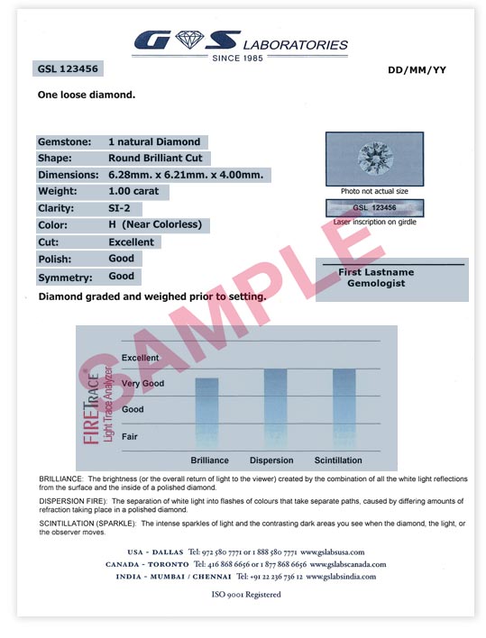 Image of Detailed Diamond Grading Report with FireTrace&reg;